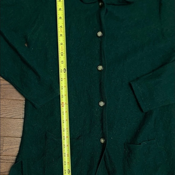 Vintage Womens M 100% Wool Sweater Cardigan Evergreen Button Up With Pockets - Picture 6 of 12